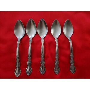 5 National Stainless Japan Flatware New Rose Teaspoons Vintage Floral Silver